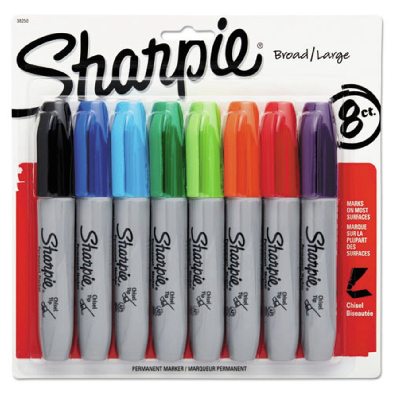Sharpie Permanent Marker - Medium Chisel Tip/Assorted Colors (8/Set)